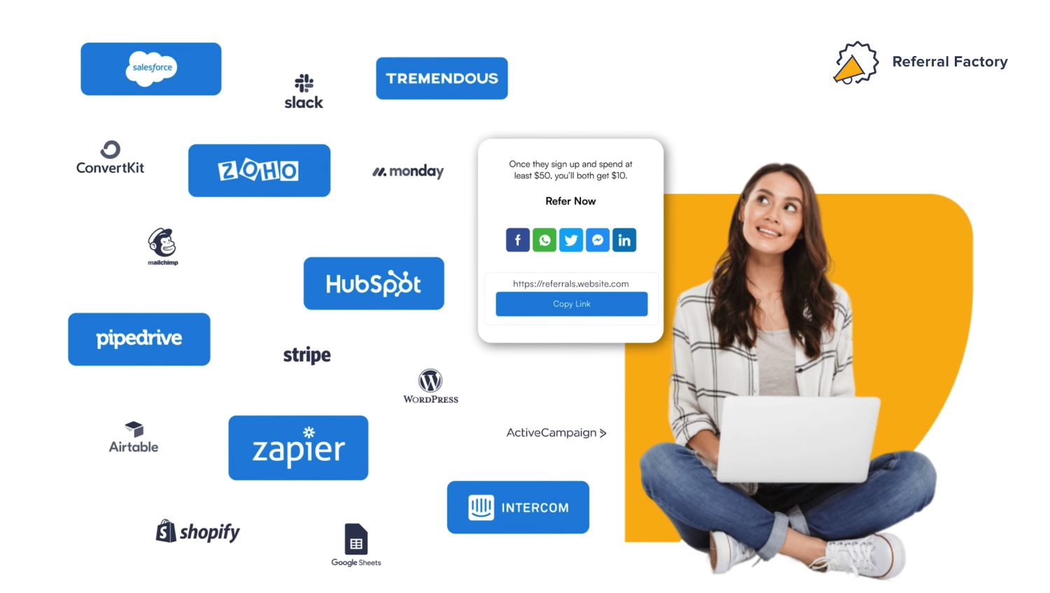 referral software integrations pipedrive hubspot zoho stripe